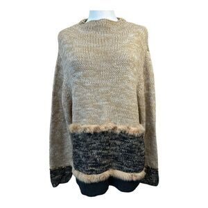 VINTAGE Carducci Women’s Large 80’s Fur Sequin Chunky Knit Wool Mob Wife Sweater